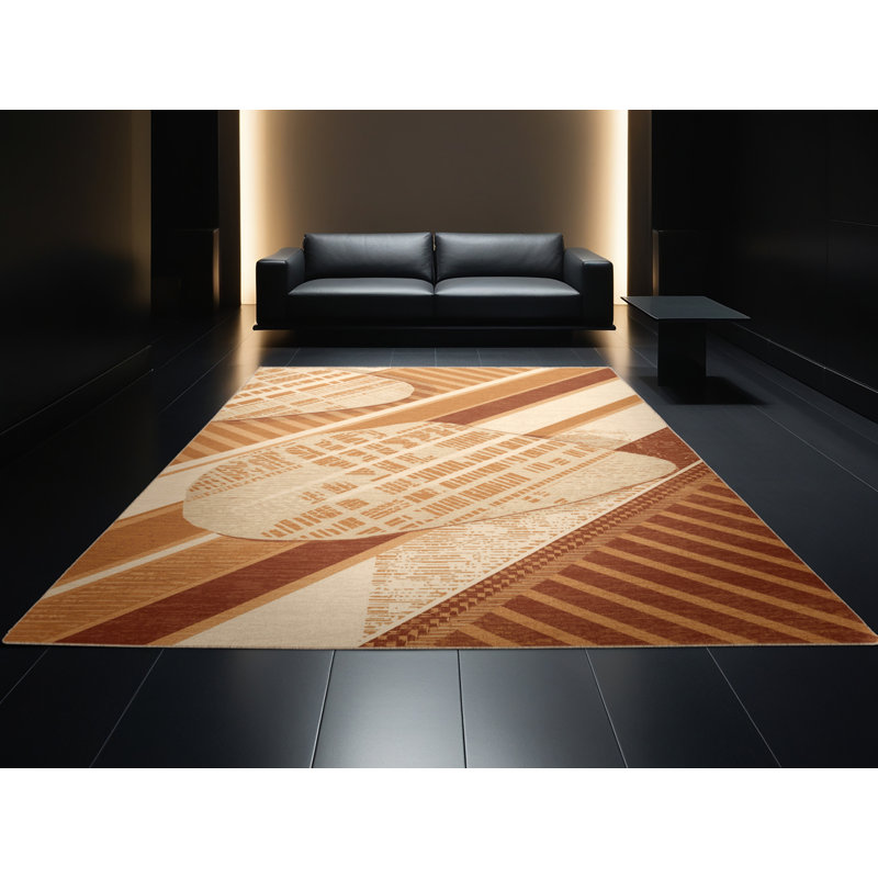 Tapis lavable à la machine à motif de blocs d'inspiration mondiale Olney, 5 x 7
