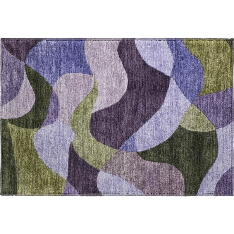 Premium Machine Washable Mayfield AMF2141 abstract Rug, 1'8" x 2'6", Purple