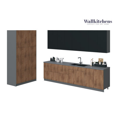 Ensemble d'armoires de cuisine en panneau de fibres à densité moyenne (MDF) H 96 po x l 123 po x P 50 po FK-OASIS