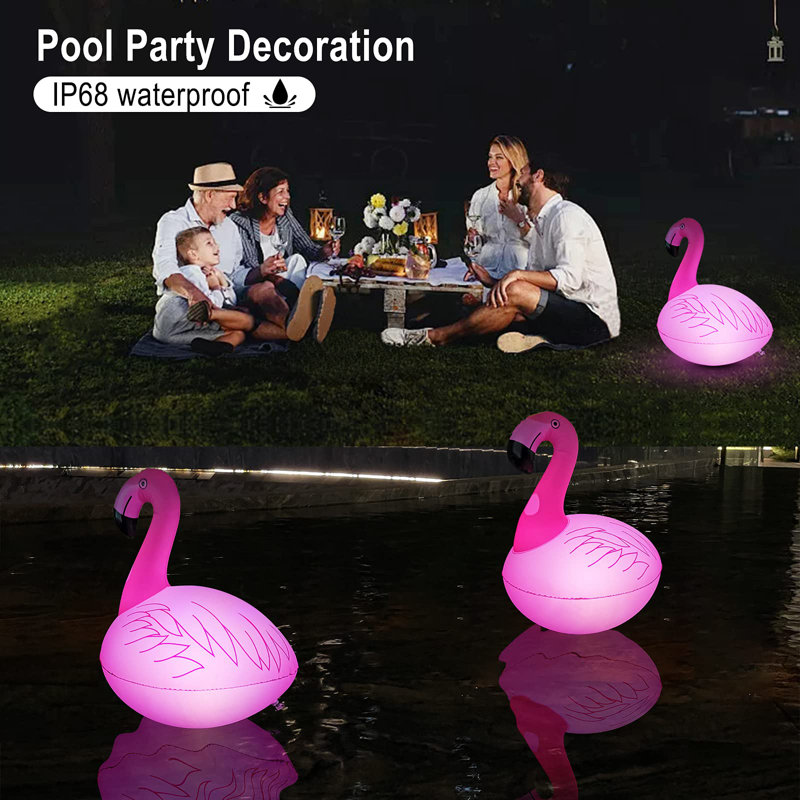 Floating Flamingo LED Pool Lights 2PCS, Waterproof, Glow In The Dark Solar Powered, Inflatable For Pool Spa Patio Wedding Party Christmas Decorations