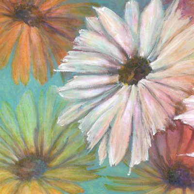 Technicolor Flowers 2 - peinture sur toile tendue