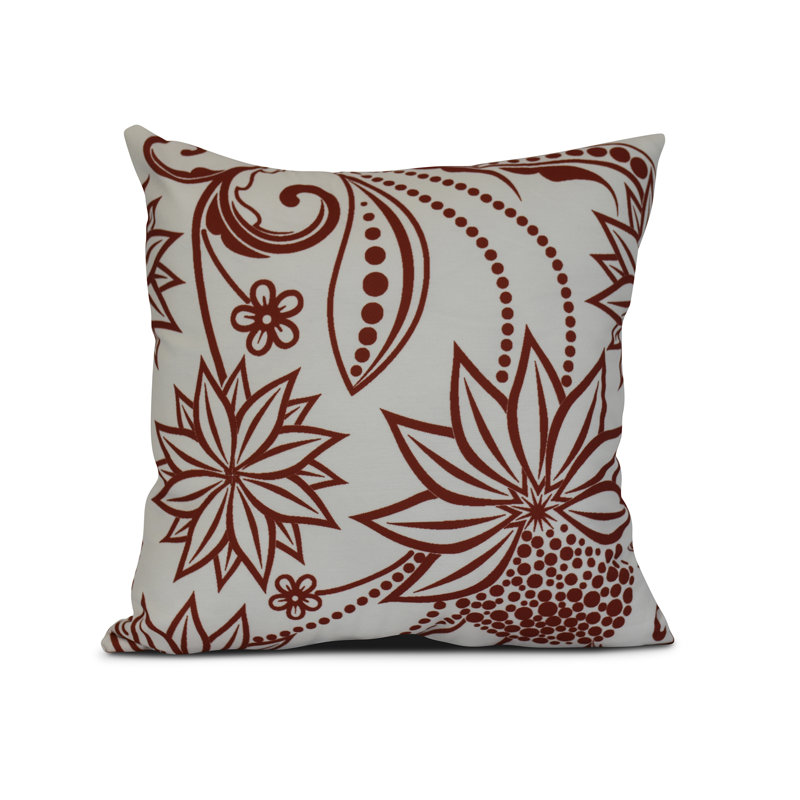 Floral Frolic Floral Outdoor Reversible Throw Pillow, 20" H x 20" W x 3" D, Red
