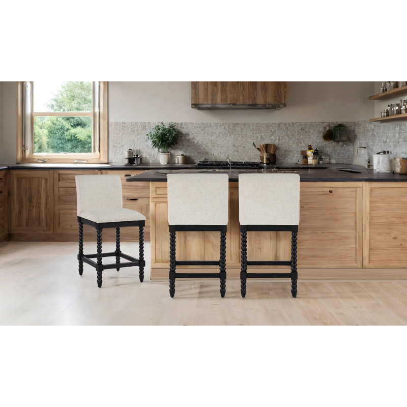 Tabouret de comptoir Tamami, Noir, 3, Blanc