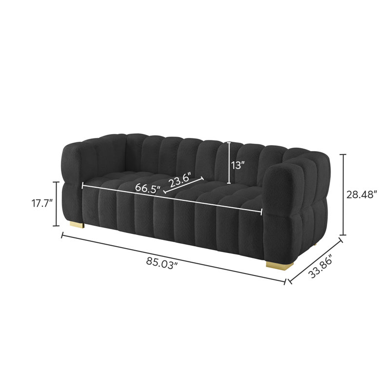 Marceil Upholstered 85.03'' Sofa, Dark Gray 100% Polyester