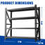 Étagère industrielle 5000LBS pour entrepôt, tablettes de garage réglables en métal robuste (H 69 po x l 71 po x P 23,7 po) Unité de rangement 5000LBS, noir-129674307