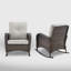 Outdoor Brown Wicker Patio Furniture Rattan Rocking Chairs and Table-935516449