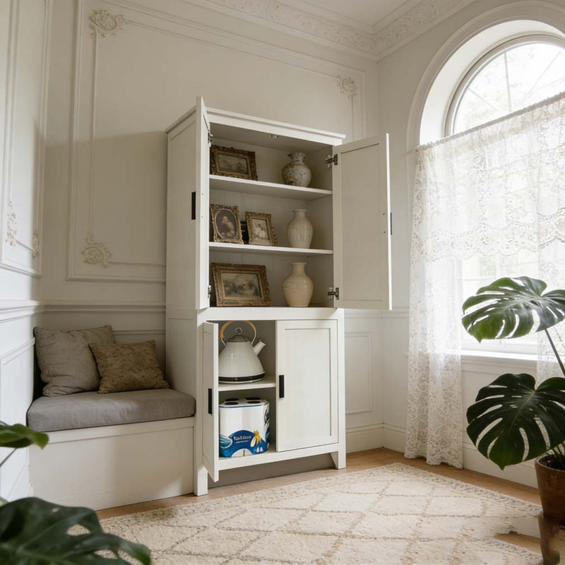 Armoire de rangement autoportante, Blanc antique