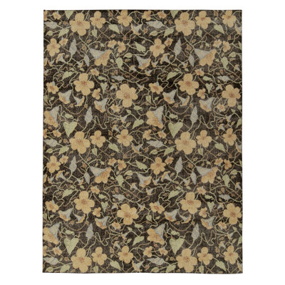 Distressed Homage Wool Floral Area Rug