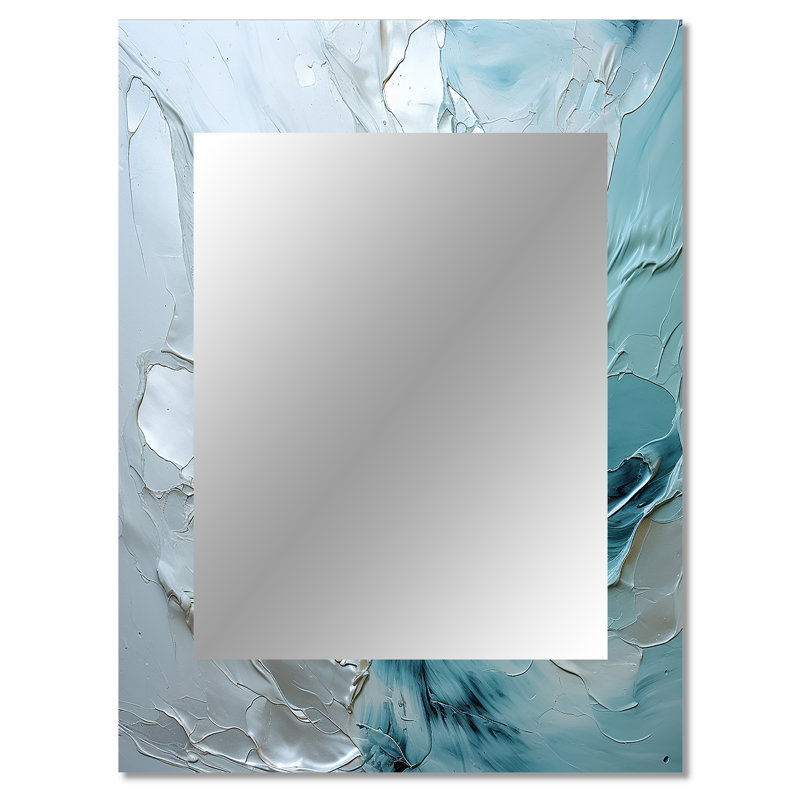 Silver Shimmer - Miroir mural décoratif, art moderne imprimé en métal, 40 po x 30 po