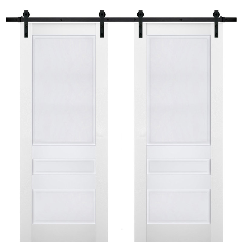 Portes de grange à panneaux en bois Veregio, 56 po x 80 po, Blanc