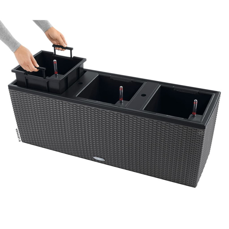 Trio Planter Box, 34cm H x 100cm W x 32cm D, Granite