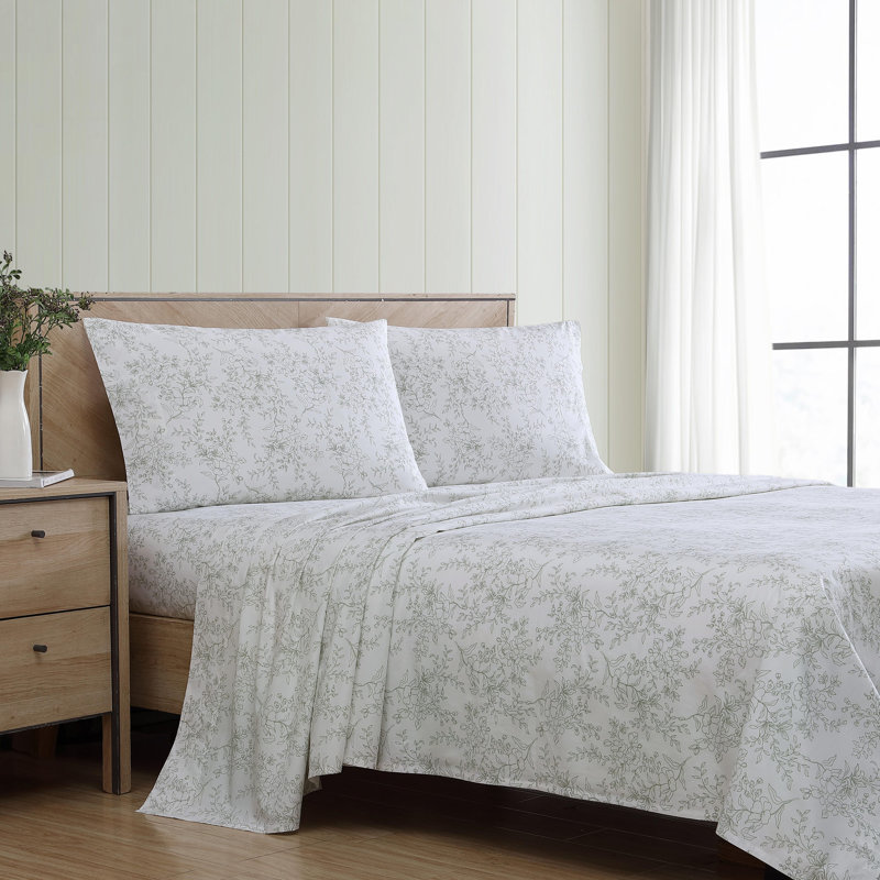 Stone Cottage Hawley Floral Cotton Green Sheet Set, King Sheet Set with 1 Fitted Sheet and 2 Pillowcas