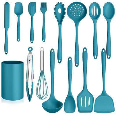 15 PCS Silicone Cooking Utensil Set, Kitchen Utensils Set, Blue