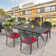 5-Piece Cast Aluminum Outdoor Dining Set With Rectangular Table And Random Color Seat Cushions
