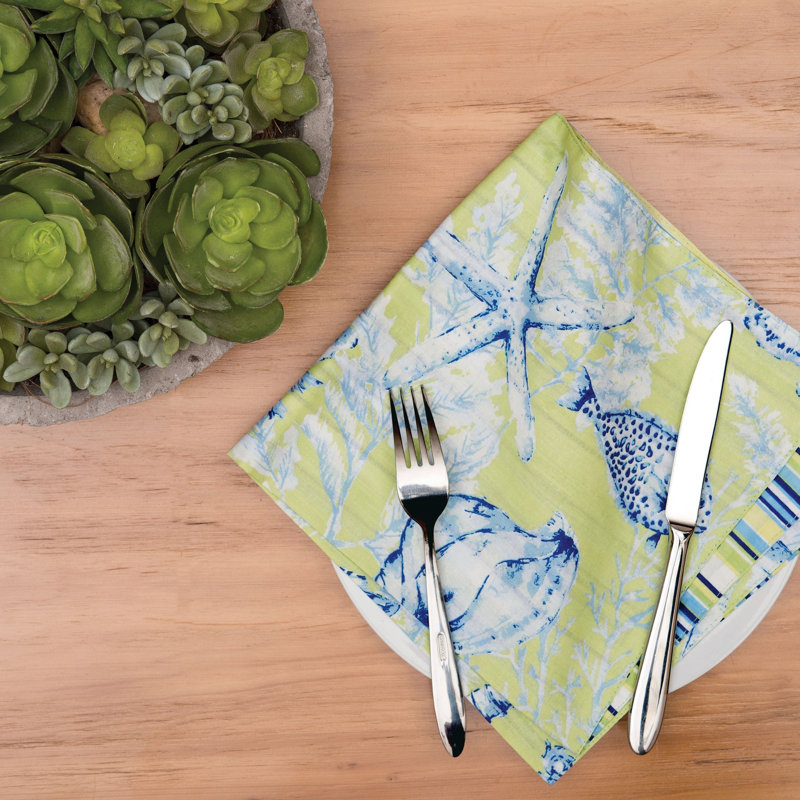 Kutz Fenwick Isle Green Cotton Reversible Cotton Napkin
