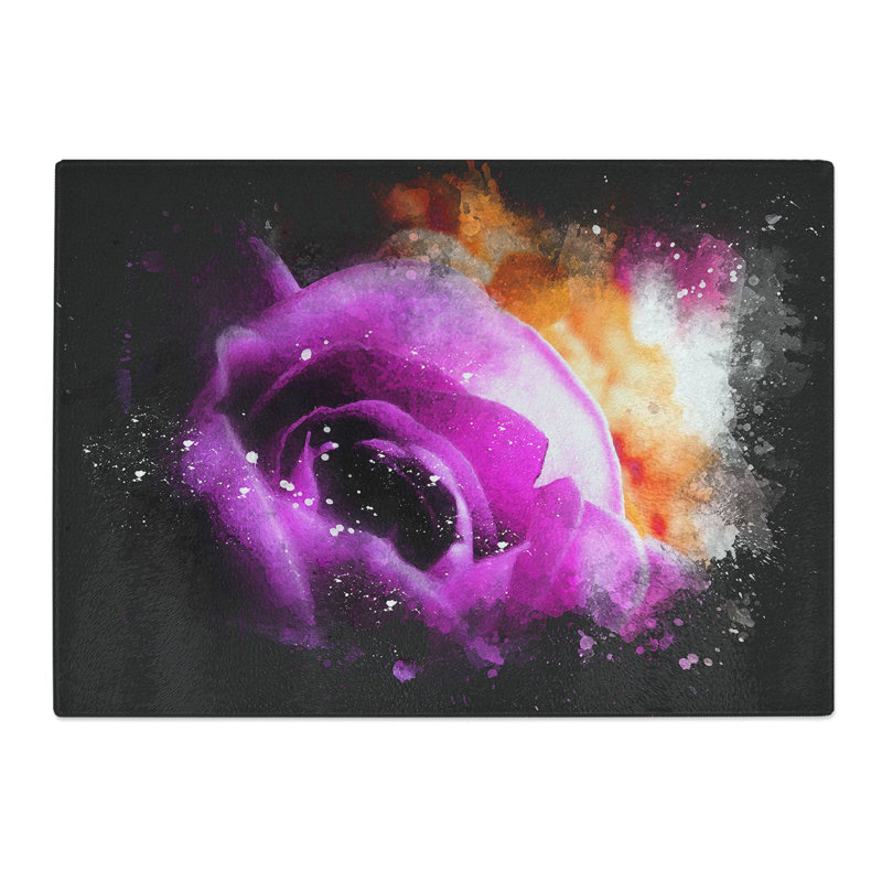 Rose Flower Vol.5 Paint Splash Chopping Board, 0.4cm H x 28.5cm W x 39cm L