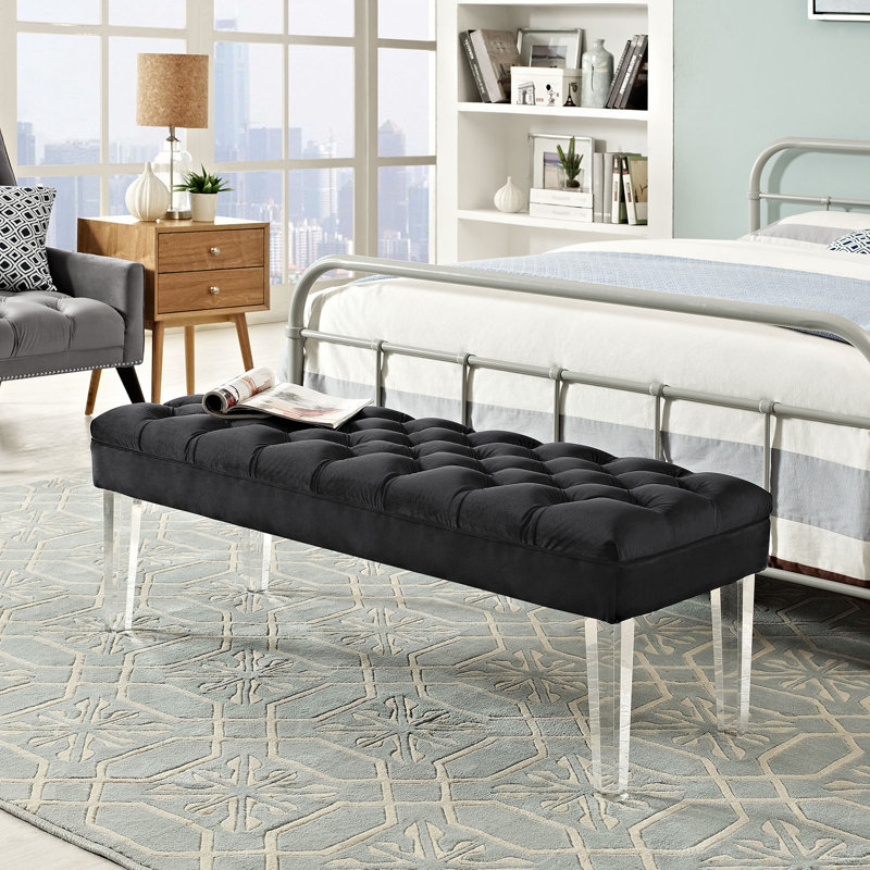 Banc en velours Valet, Noir