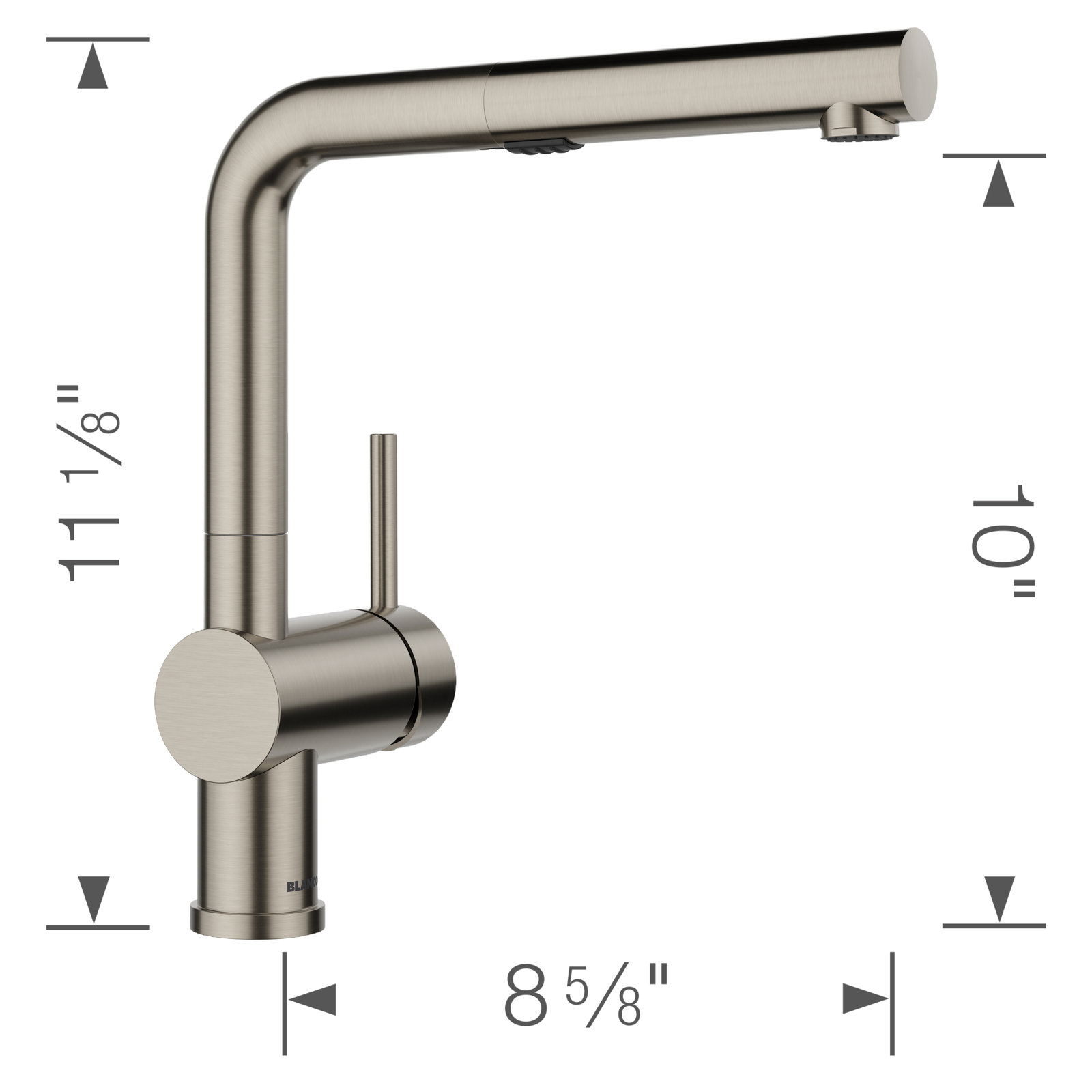 Linus Low Arc Pull-Out Kitchen Faucet, Satin Platinum