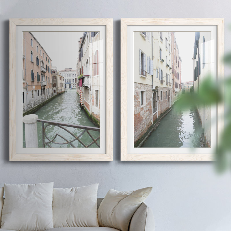 «Venice Canal I», ensemble de 2 reproductions de photos, Papier encadré blanc, H 44 po x l 31 po x P 1 po
