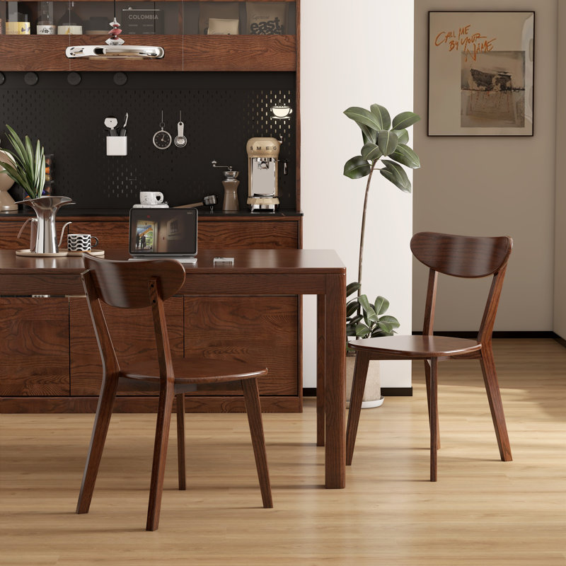 100% Solid Oak 17.7"H Side Chairs, Brown Oak