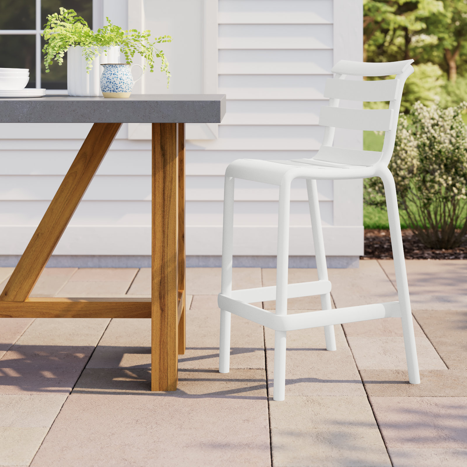 Ruta Patio Bar Stool, 29.50", White