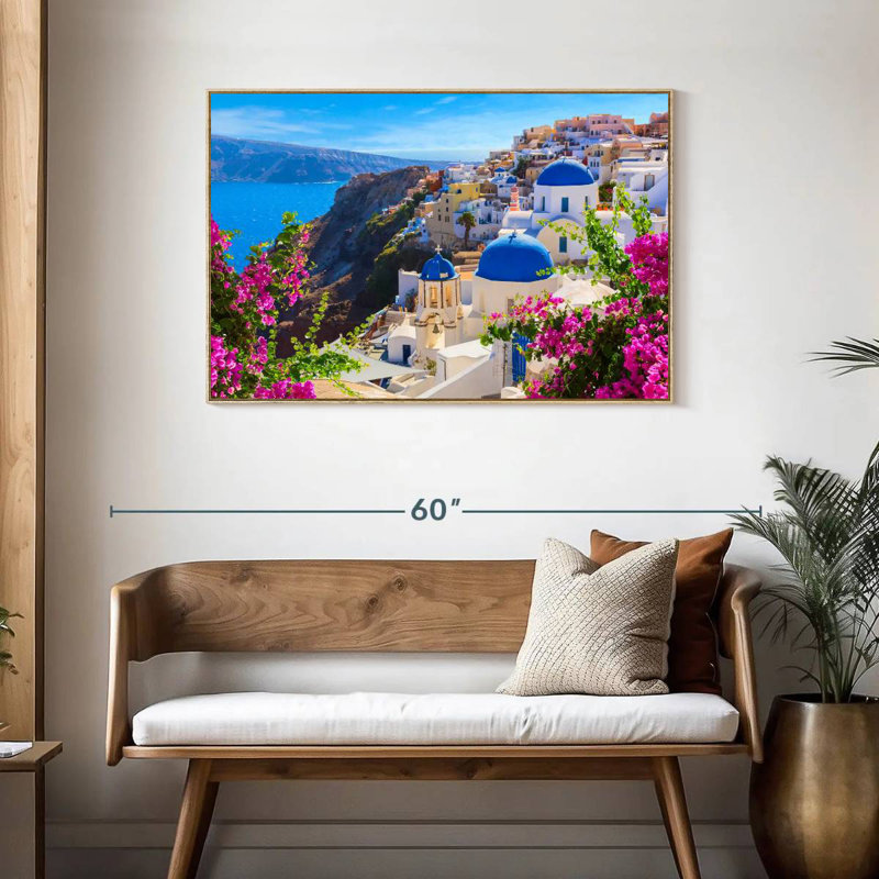Perspectives d'Oia, Cadre flottant en bois naturel, 43 po x 29 po