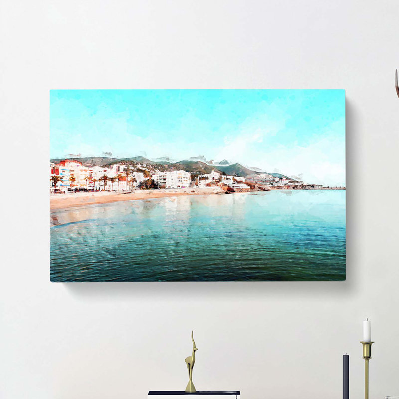 Shoreline Of Sitges In Spain In Abstract - Wrapped Canvas Print, 50cm H x 76cm W x 3cm D