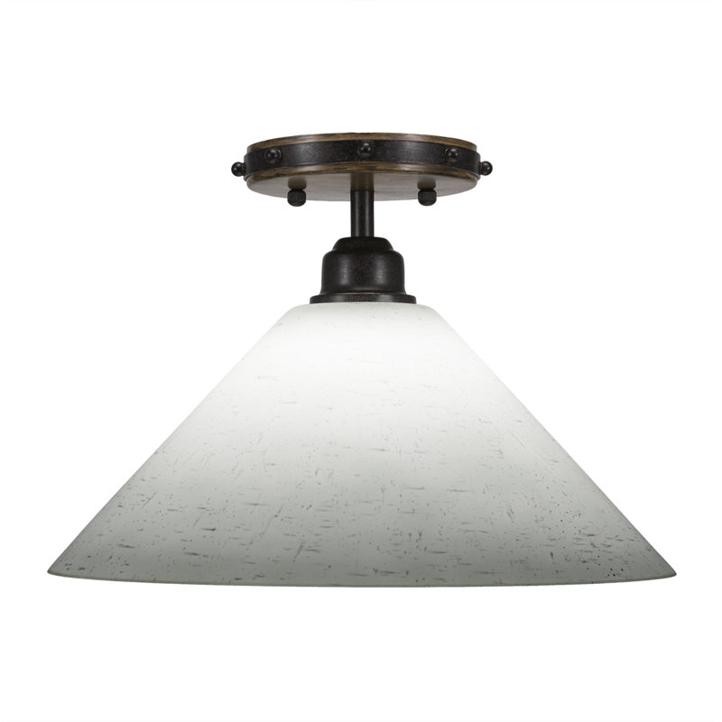 Plafonnier semi-encastré 1 lumière Blacksmith, Mousseline blanche