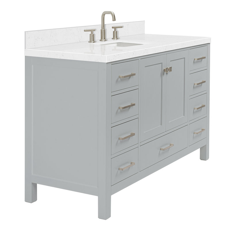 Ensemble de meuble-lavabo double 54 po , Gris / Nickel brossé