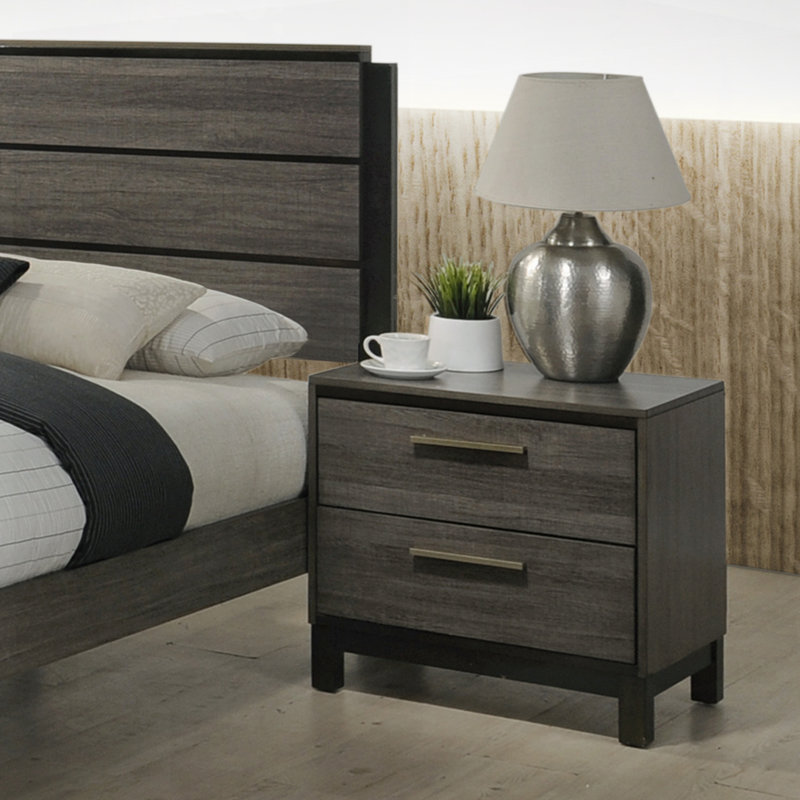 Wood 2-Drawers Nightstand