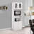 Danbury 71" Tall Freestanding Tall Kitchen Pantry Hutch Cabinet with Glass Doors and Sliding Pull Out Shelf