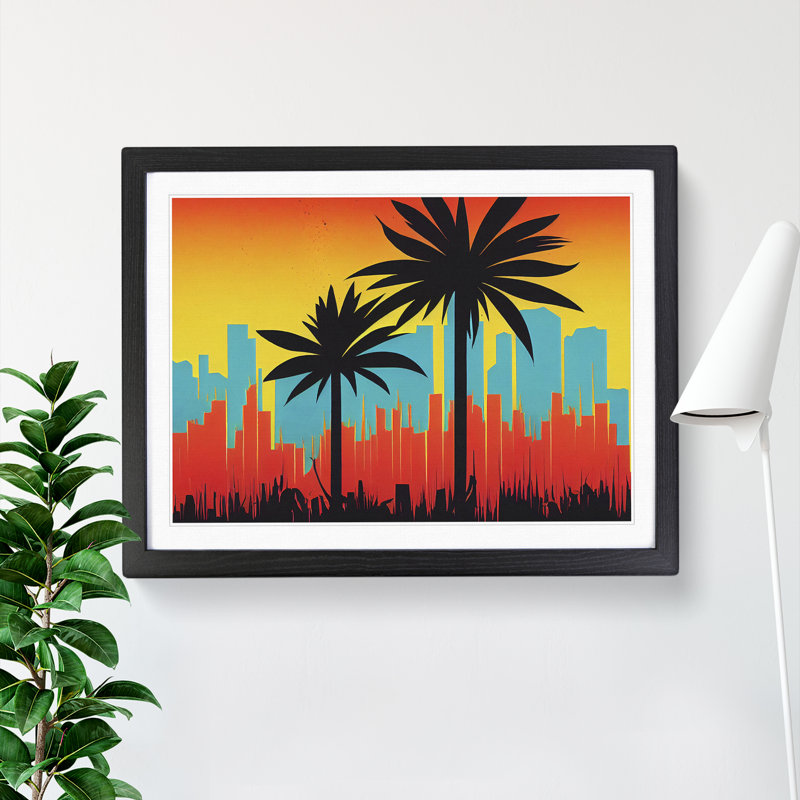 Abstract Palm Tree Art Vol.3 - Framed Print, Black, 46cm H x 64cm W x 2cm D