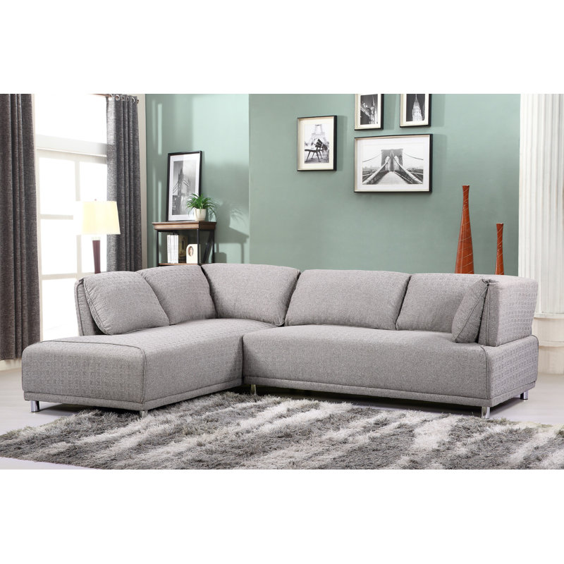Canapé et chaise longue 104 po Nita, Mélange de polyester brun gris, Orienté à gauche (vu de face)