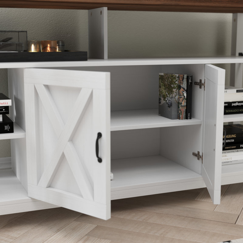 Meuble télé 60 po Modern Farmhouse, Blanc / chêne