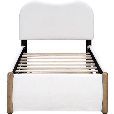 Lit simple tapissier avec matériaux durables - Plateforme blanche et lit gigogne confortable