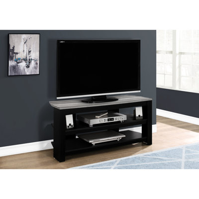 Meuble audio-vidéo fonctionnel 42 po, meuble télé avec tablettes - noir et gris
