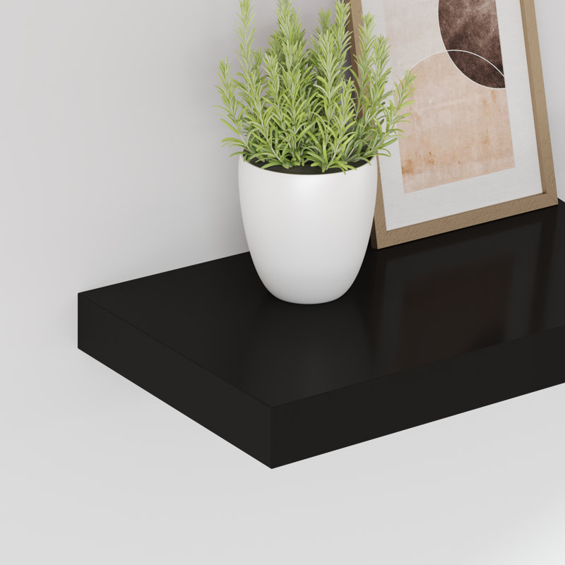 Ensemble de 4 tablettes murales pour cadres photo, H 1,5 po x l 15,7 po x P 9,1 po, Noir