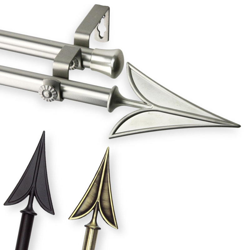 Tringle à rideaux double Trinidad Arrow, 66 po à 120 po, Noir