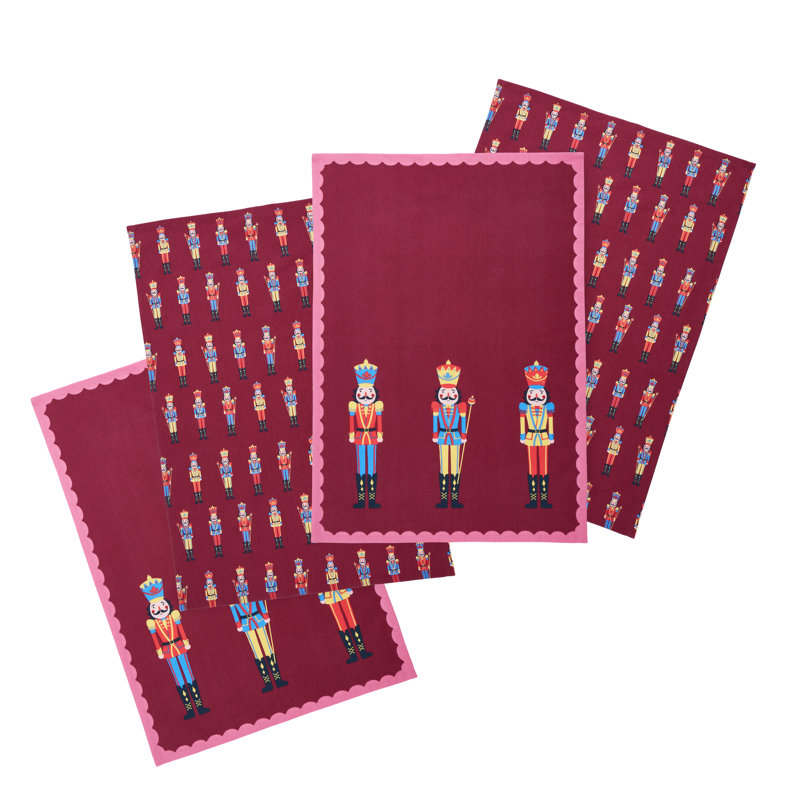 Christmas Nutcracker Cotton Kitchen Tea Towel Pack of 4