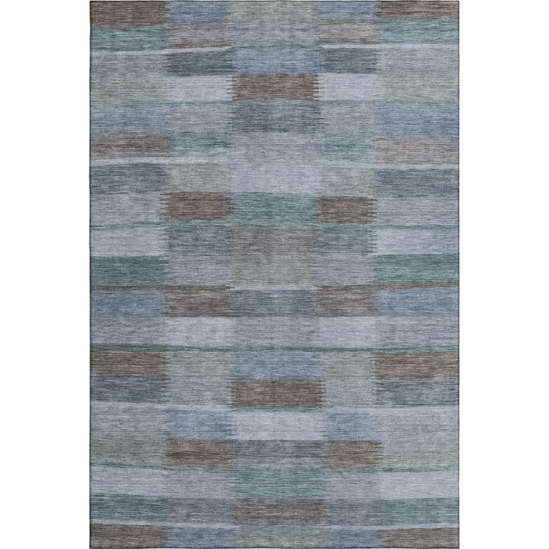 Premium Machine Washable Brennon AMF1628 Stripes Rug, Rectangle 10' x 14'