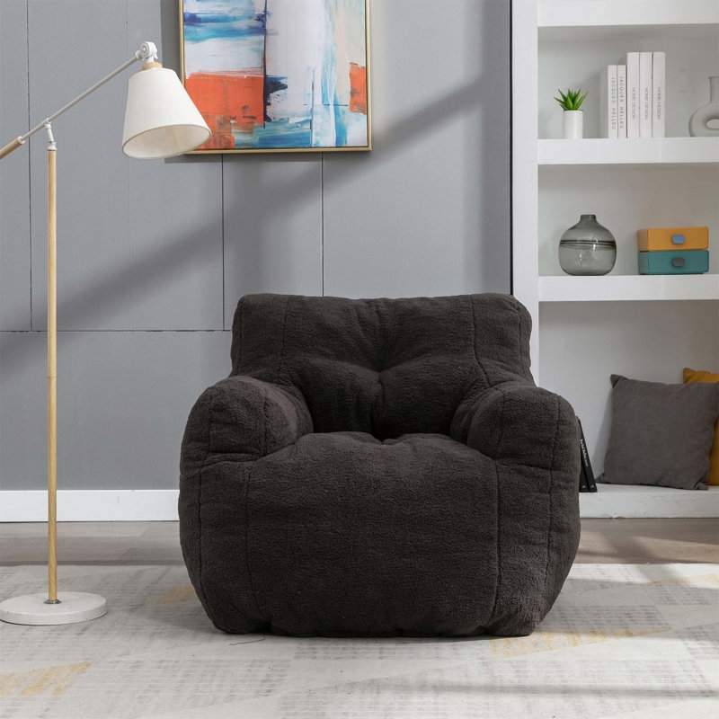 Fauteuil à billes 39,37 po Almon, Tissu gris foncé