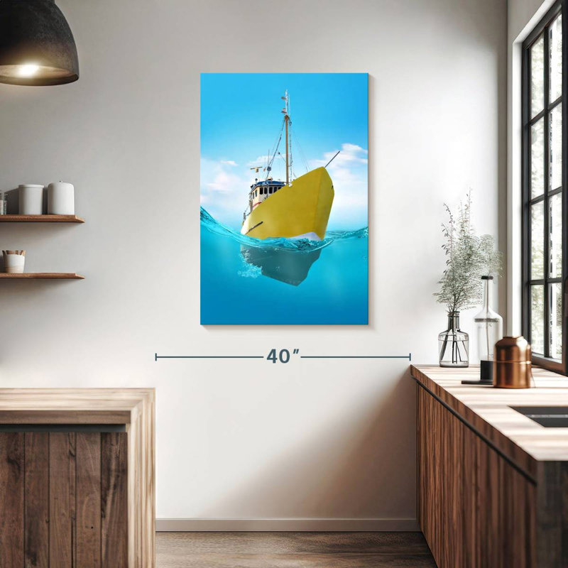 Mehar Yellow Ship, 39" H x 26" W