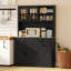 69" Pantry Cabinet, Kitchen Cabinet with Charging Station, Black