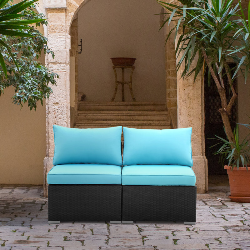 Chaise de patio avec coussins Annalynn, Bleu