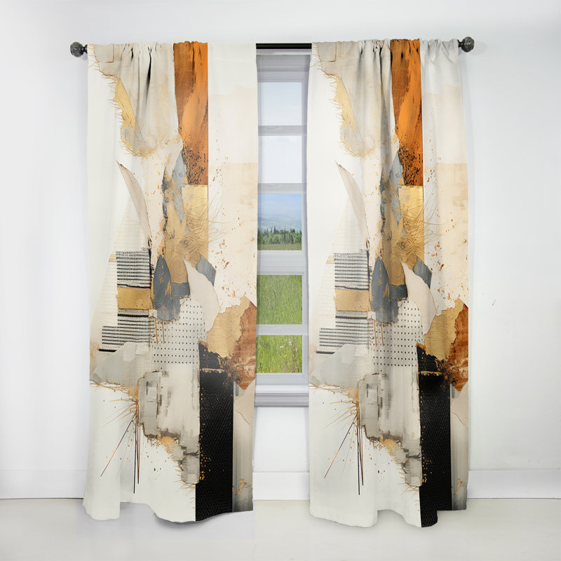 Rideau moderne or et gris Kitley, L 52 po x L 90 po