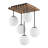 Wood Semi Flush Mount with Dangling Glass Globes