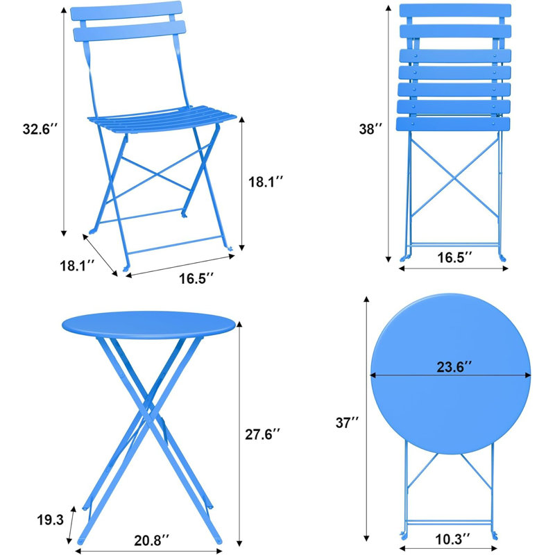Patio Dining Set, Blue, Blue, Blue