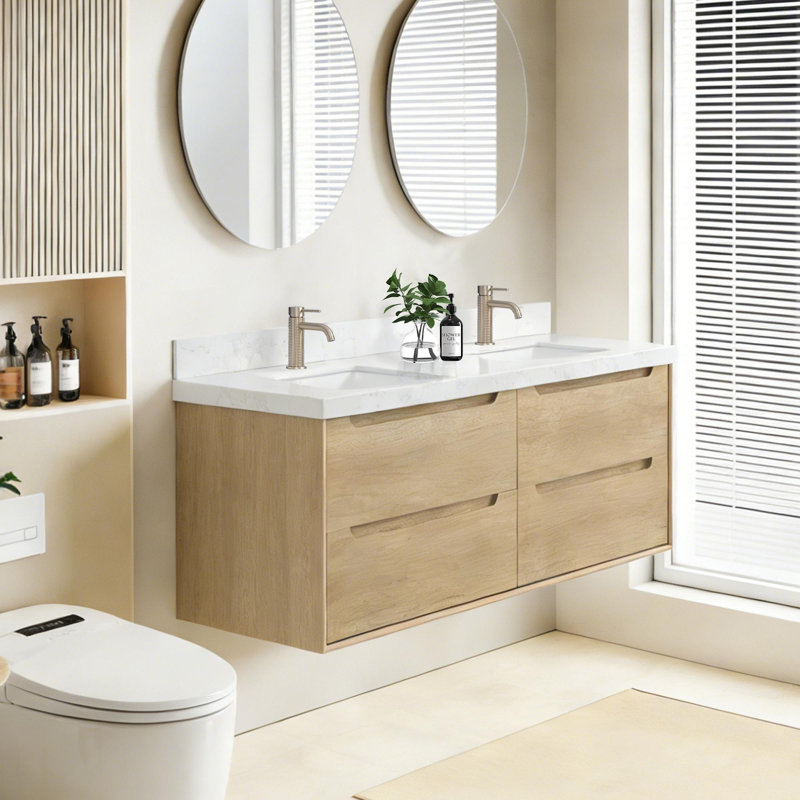 Meuble-lavabo mural avec lavabo et 4 tiroirs, 72