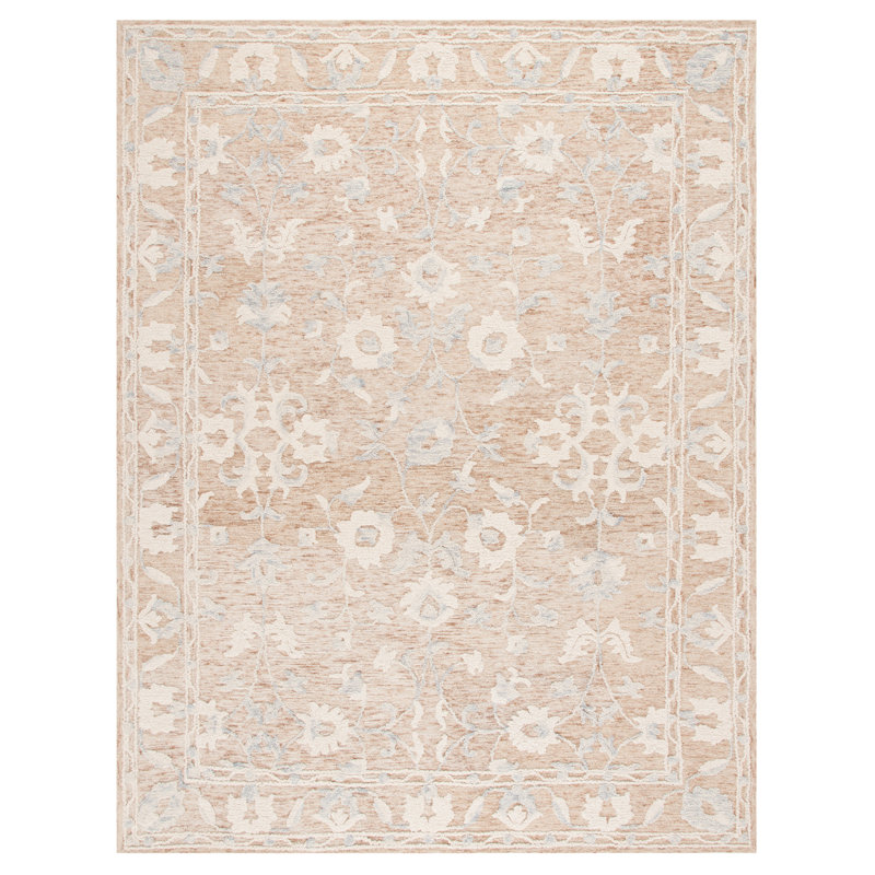 Ume Hand Tufted Wool And Cotton Floral Rug, Rectangle 8' x 10'