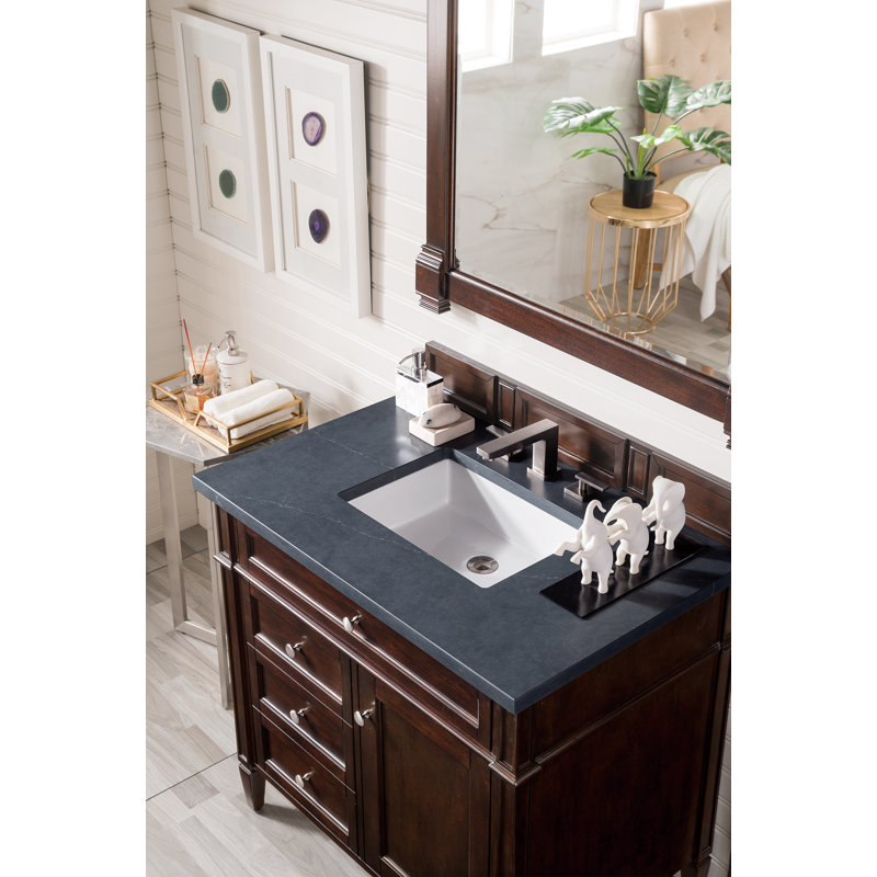 Brittany 36'' W Single Vanity, Burnished Mahogany, Charcoal Soapstone, 8" Widespread